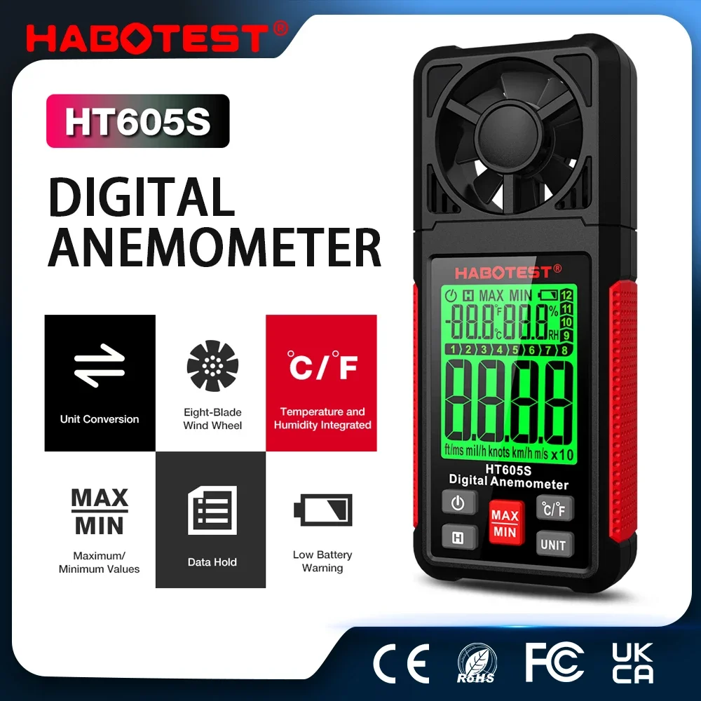 Anemometer Wind Speed - HABOTEST Digital Anemometer Portable Wind Speed