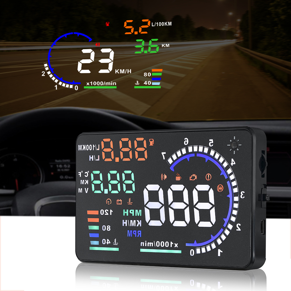 AD 5.5'' OBD2 HUD Car Head Up  - Anemometer Wind Speed บทวิจารณ์และราคา
