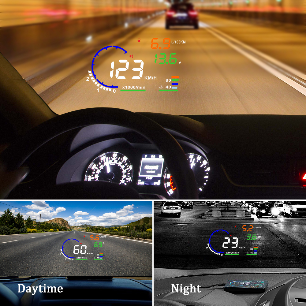 AD 5.5'' OBD2 HUD Car Head Up  - Anemometer Wind Speed บทวิจารณ์และราคา