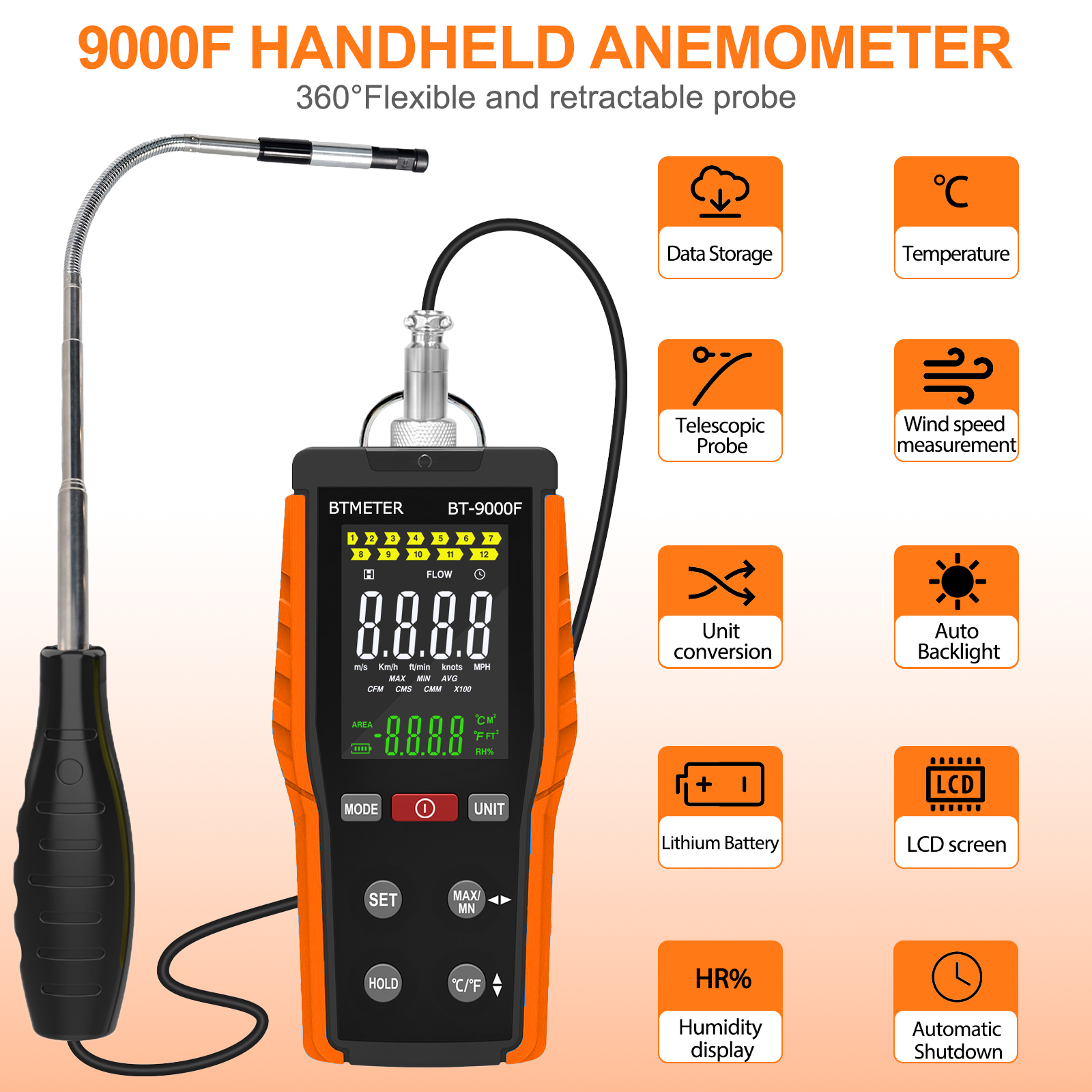 2026 New Model BT-9000F Handhe - Anemometer Wind Speed บทวิจารณ์และราคา