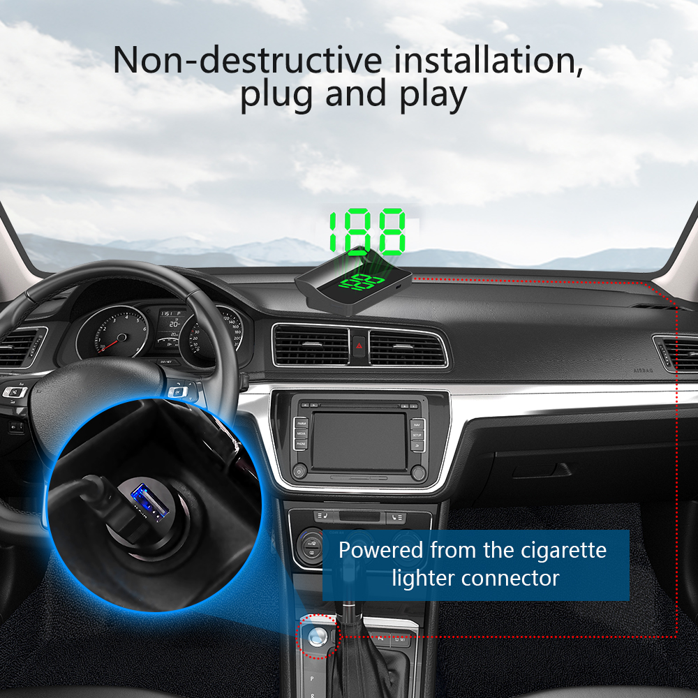 W1 Car HUD Head Up Display Win - Anemometer Wind Speed บทวิจารณ์และราคา