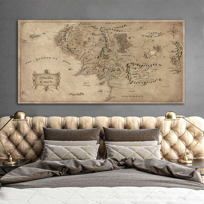 Retro The-Lord-of-Rings Map Po - Star Map Poster บทวิจารณ์และราคา