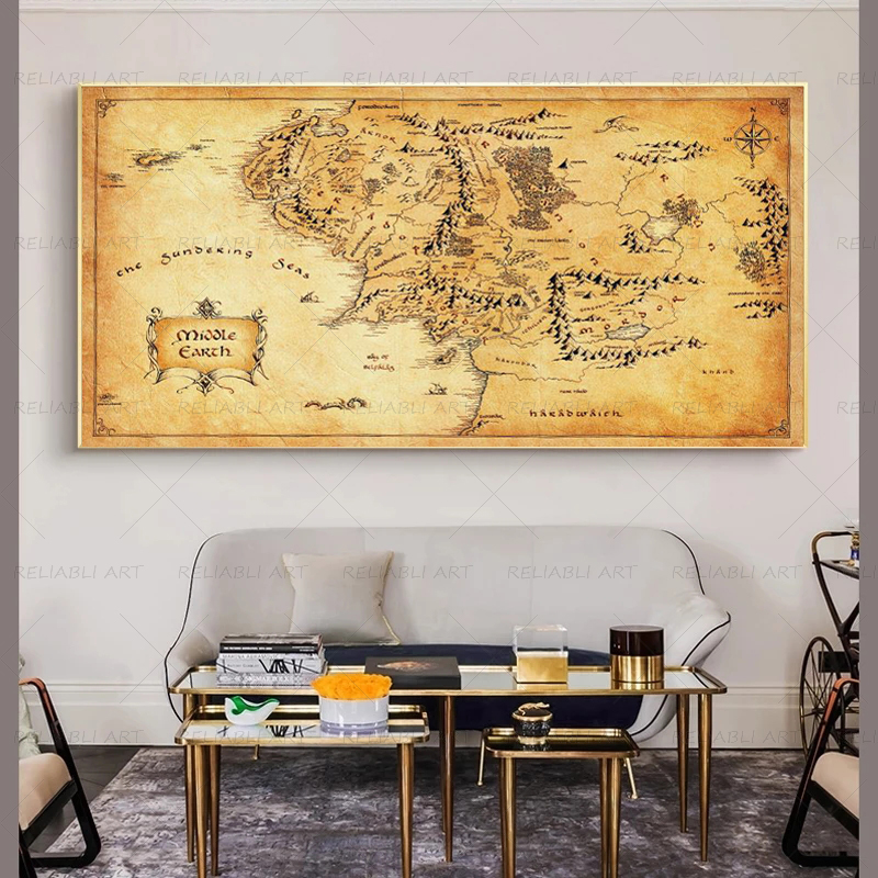 Retro The-Lord-of-Rings Map Po - Star Map Poster บทวิจารณ์และราคา