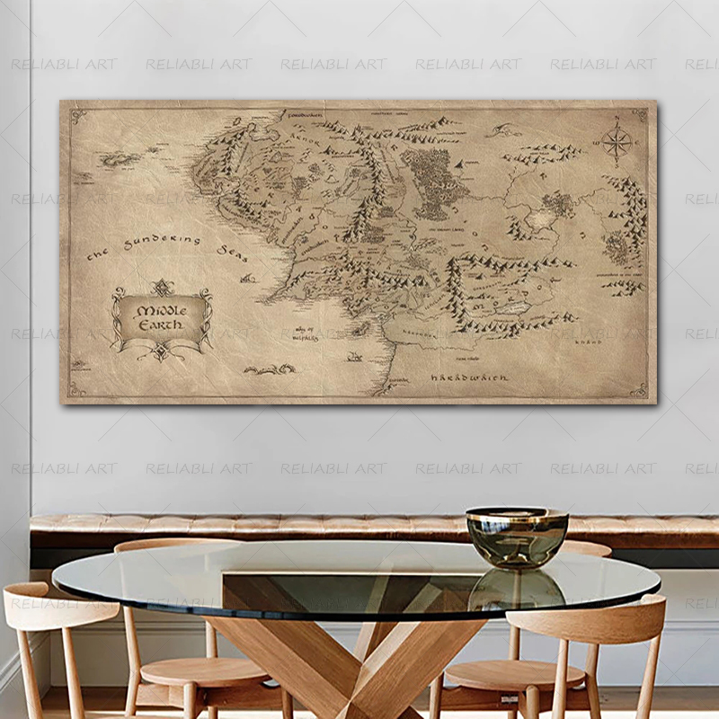 Retro The-Lord-of-Rings Map Po - Star Map Poster บทวิจารณ์และราคา