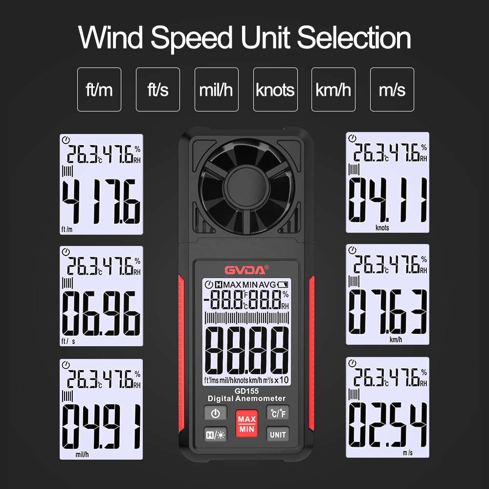 GVDA Digital Anemometer Handhe - Anemometer Wind Speed บทวิจารณ์และราคา