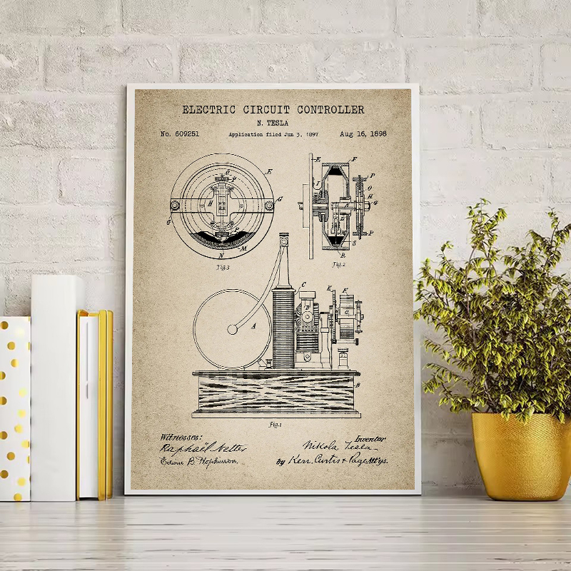 Vintage Tesla Electrical Paten - Star Map Poster บทวิจารณ์และราคา