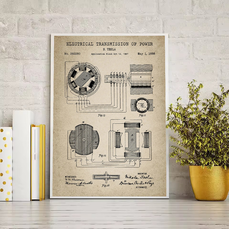 Vintage Tesla Electrical Paten - Star Map Poster บทวิจารณ์และราคา