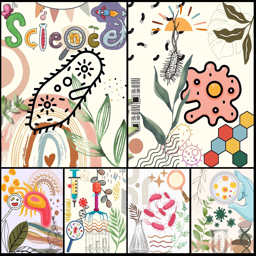 Cartoon Microbiology Watercolo - Science Nursery บทวิจารณ์และราคา