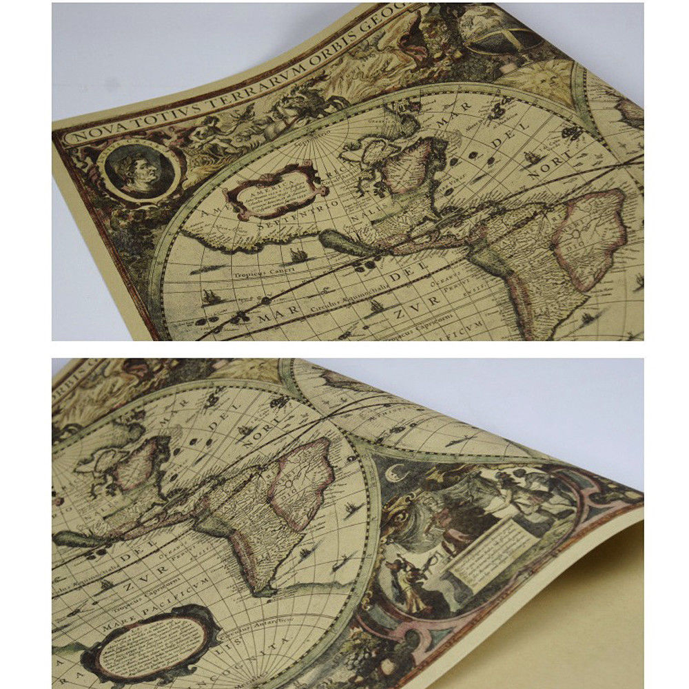 Retro World Map Nautical Ocean - Star Map Poster บทวิจารณ์และราคา
