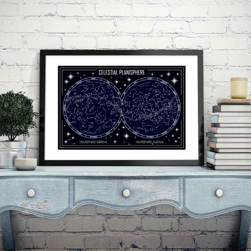 Celestial Planisphere Map Canv - Star Map Poster บทวิจารณ์และราคา