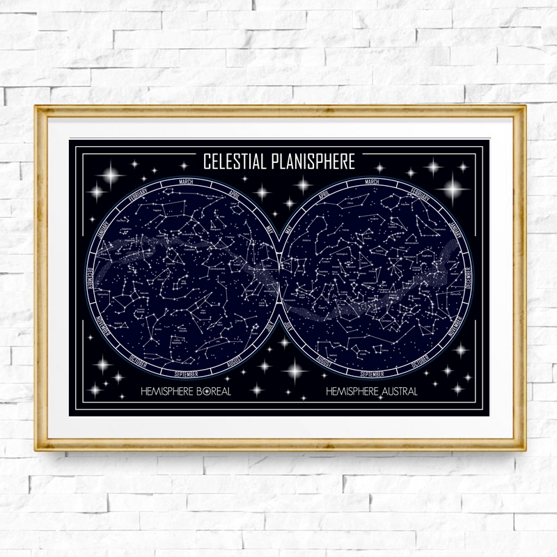 Celestial Planisphere Map Canv - Star Map Poster บทวิจารณ์และราคา